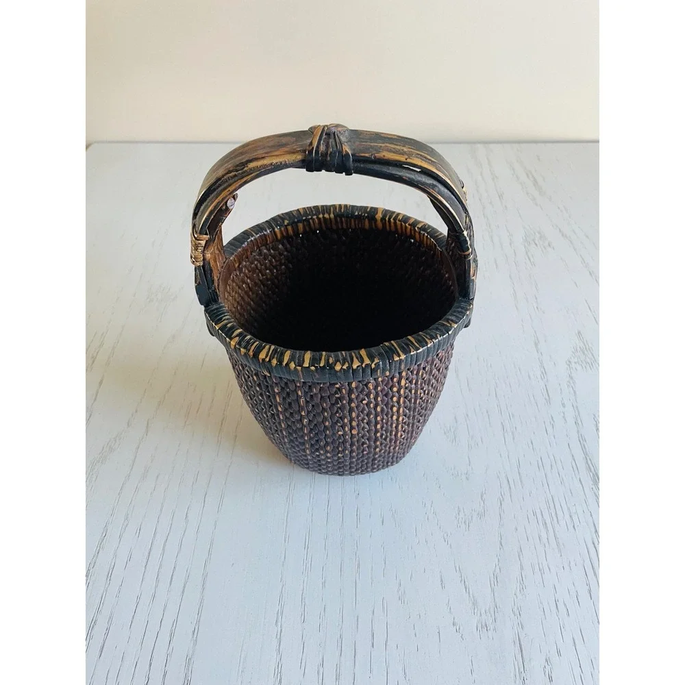 Antique Hand‎ Woven Chinese Rice Gathering Basket